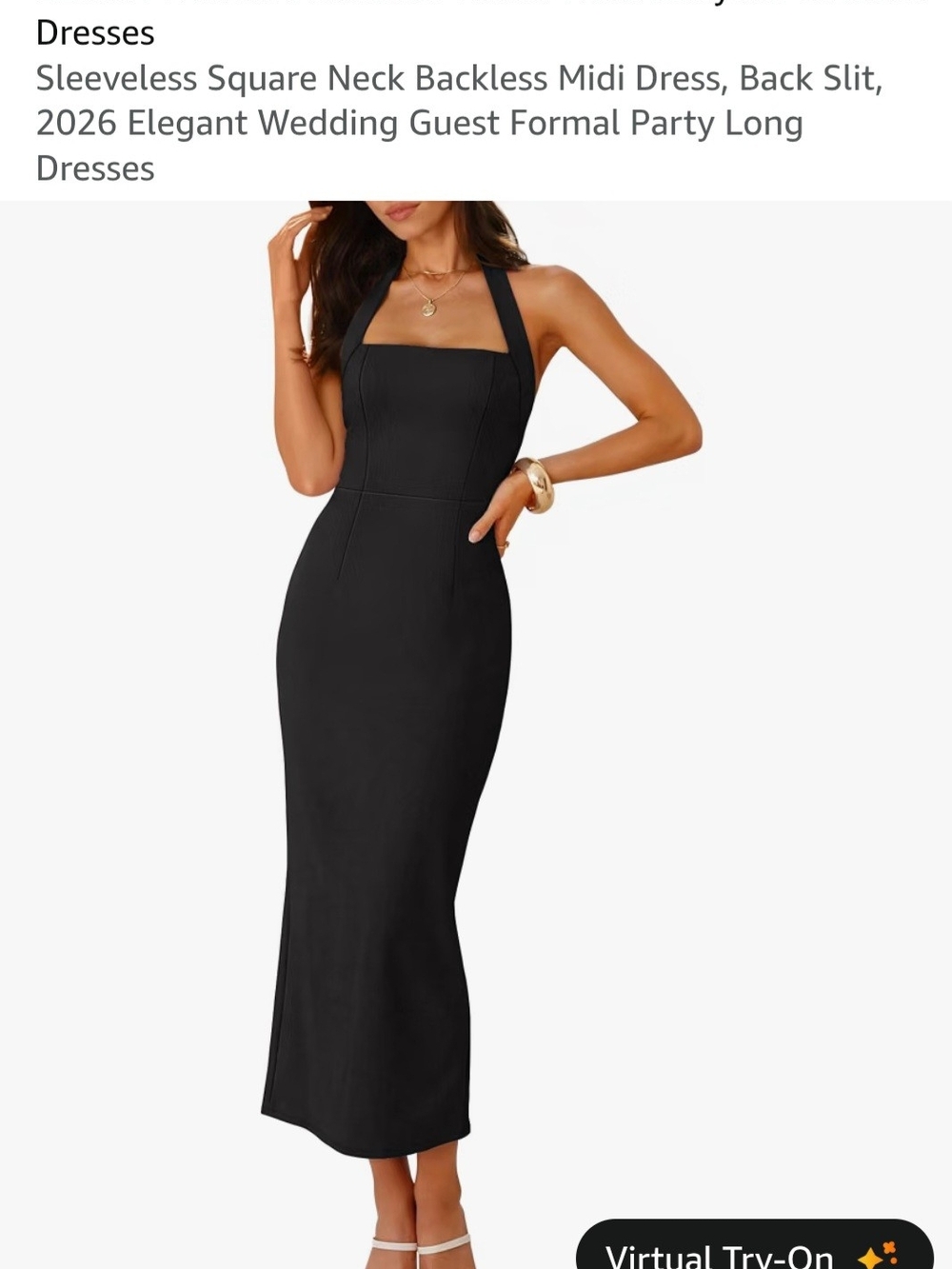 BNWT Sleeveless Square Neck Midi Dress - Black